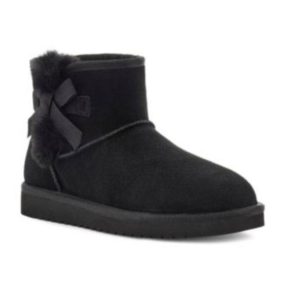 Koolaburra by UGG Black Victoria Mini Fur Trim Bow Boots Size 8